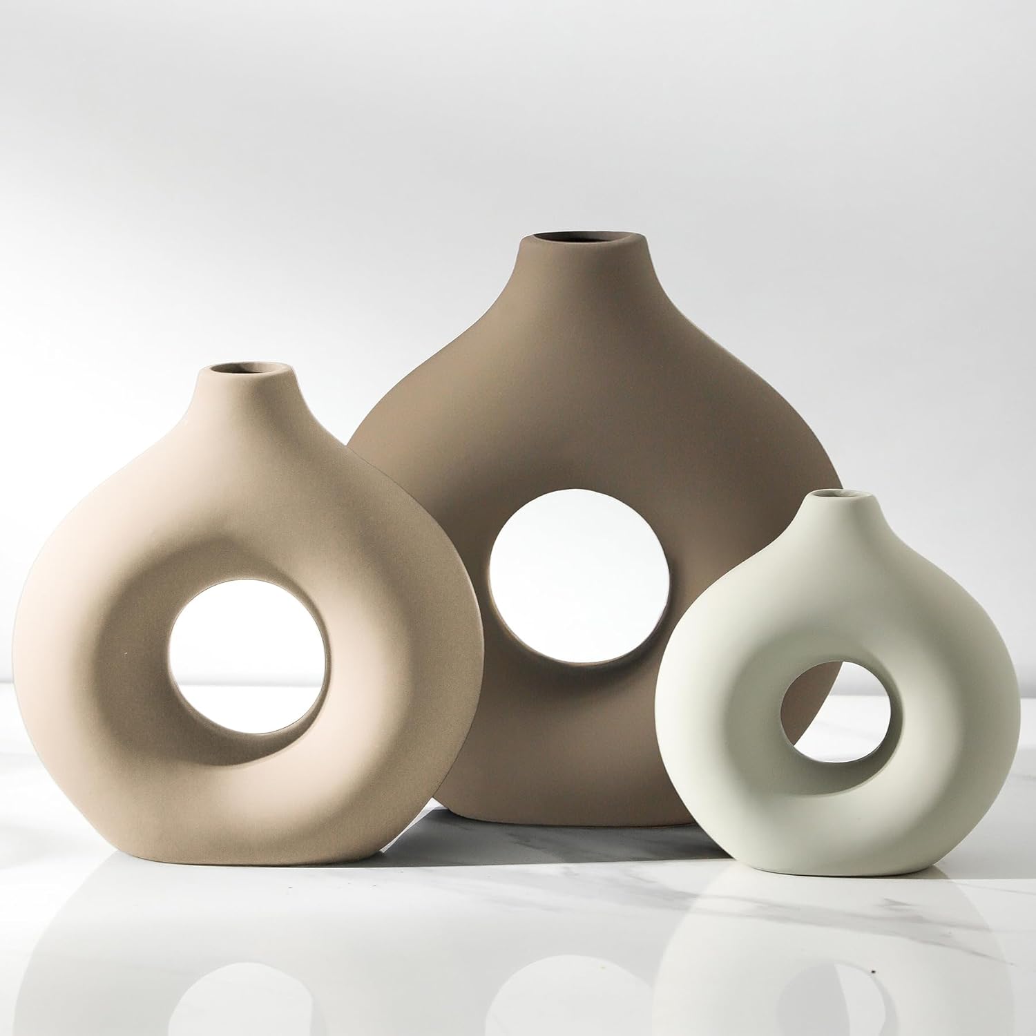 Farmhouse Brown Flower Vase — Set of 3 — Farmhouse