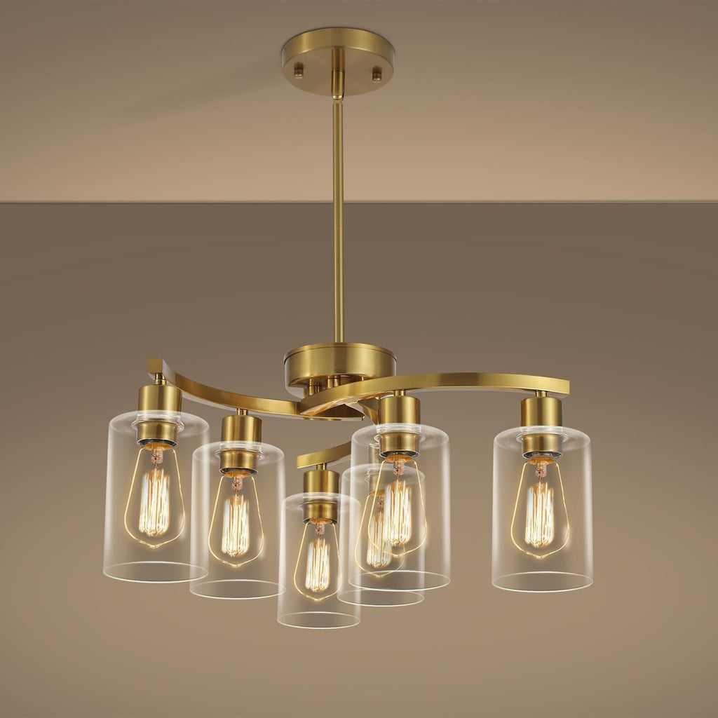 Adjustable Farmhouse Black Chandelier — 6-Light — 6-Light