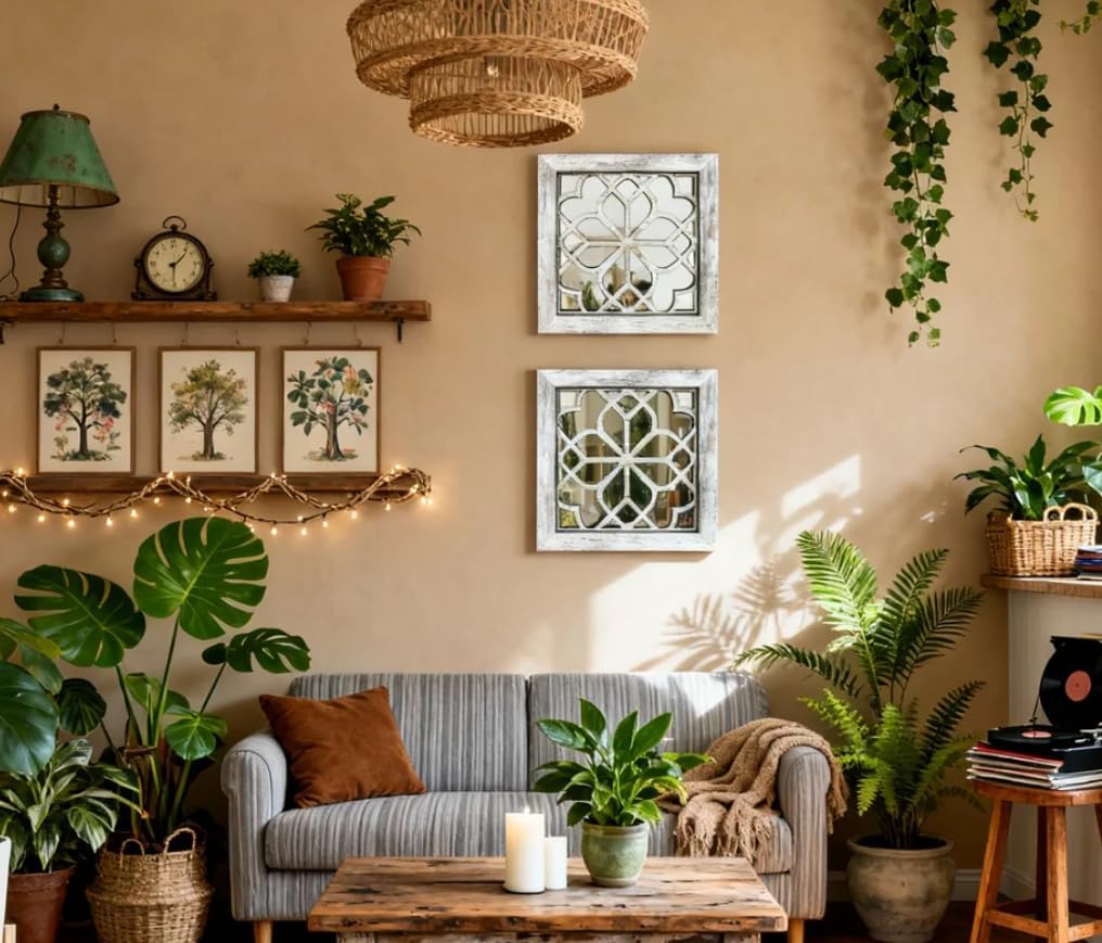 Vintage Boho Brown Wall Mirror — 12" - View 3
