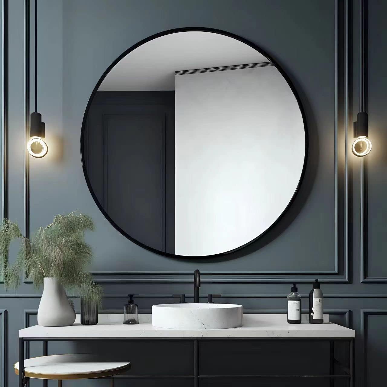 Black Wall Mirror — 36" — Black