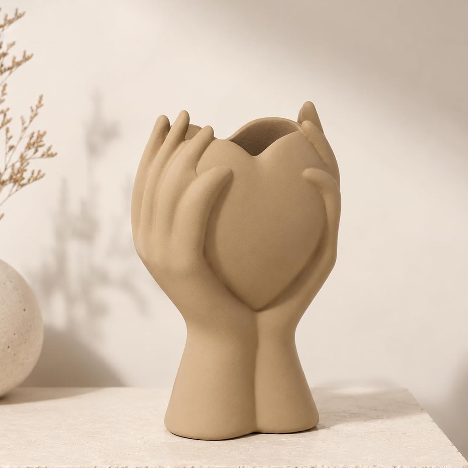 Modern Beige Flower Vase — Brown