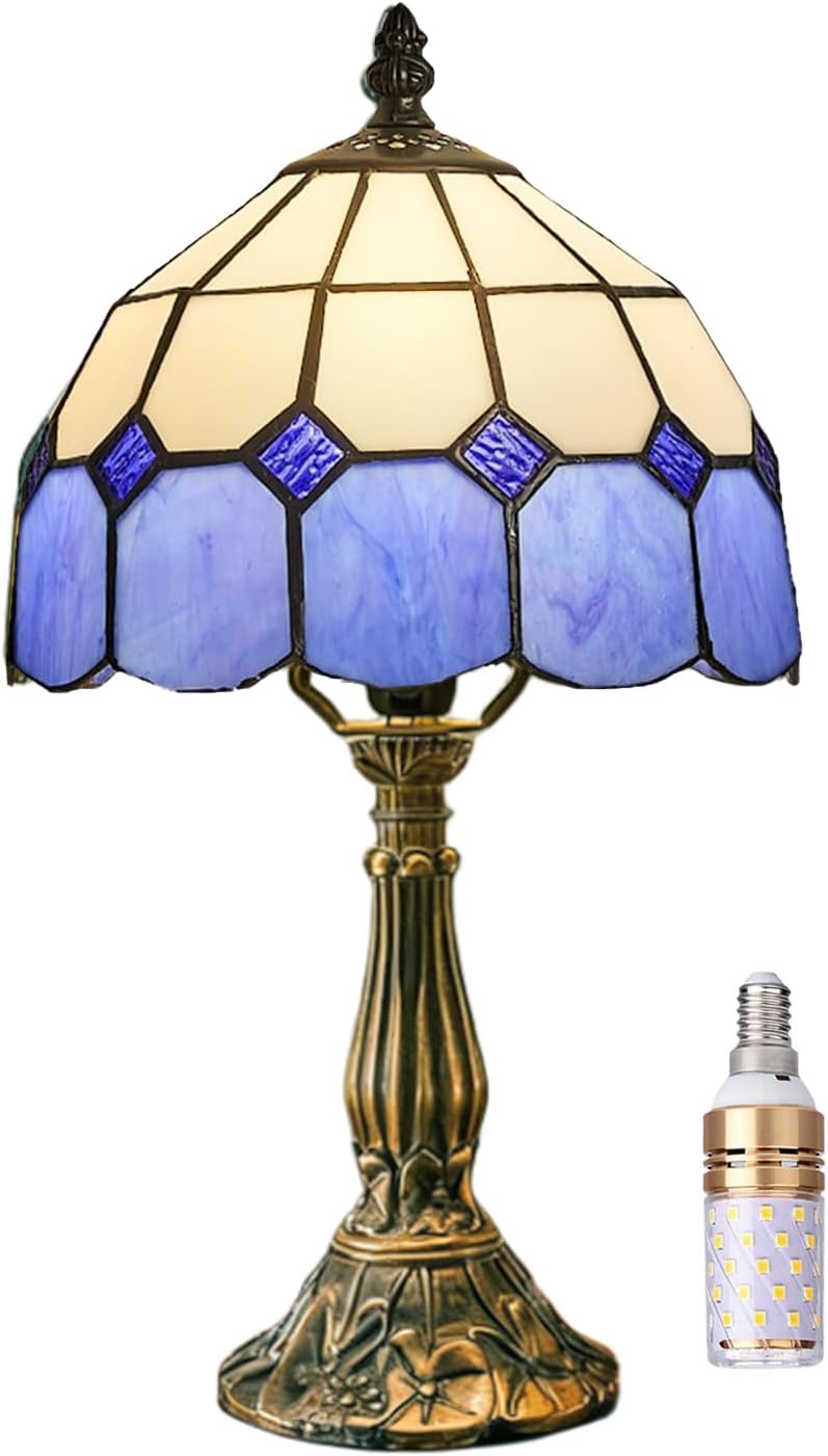 Vintage Blue Bedside Lamp — 8" — Blue