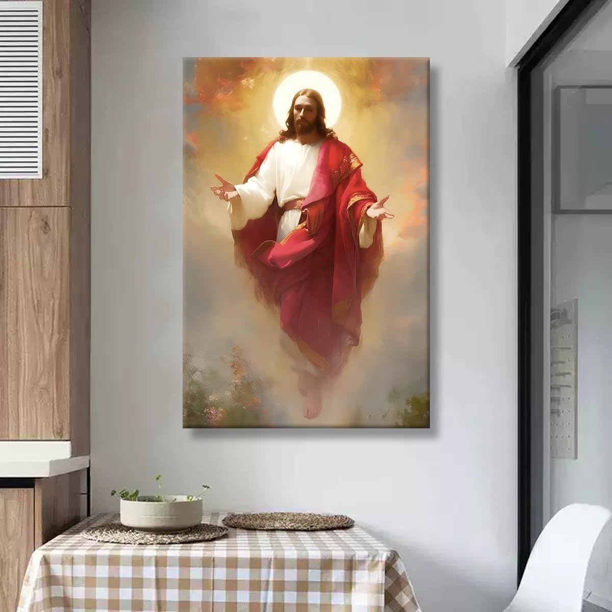 Luxe Blue Canvas Wall Art — 36" — Jesus Christ Ascension