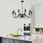 Farmhouse Beige Chandelier — 10-Light - View 8