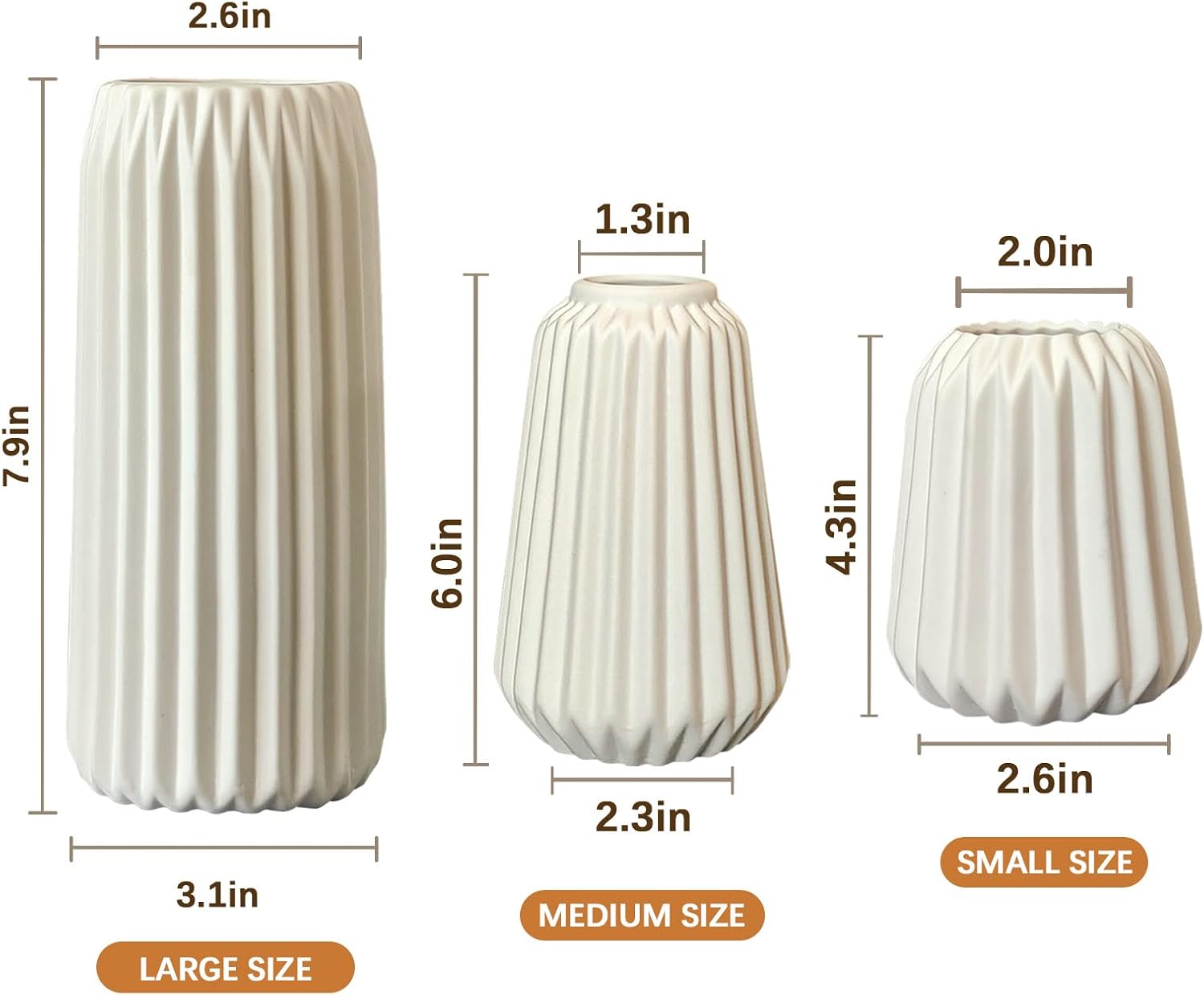 Boho White Flower Vase — Set of 3 - View 4