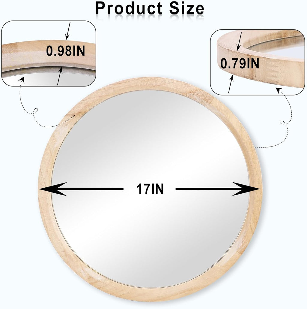 Round Brown Wall Mirror — 17" - View 2