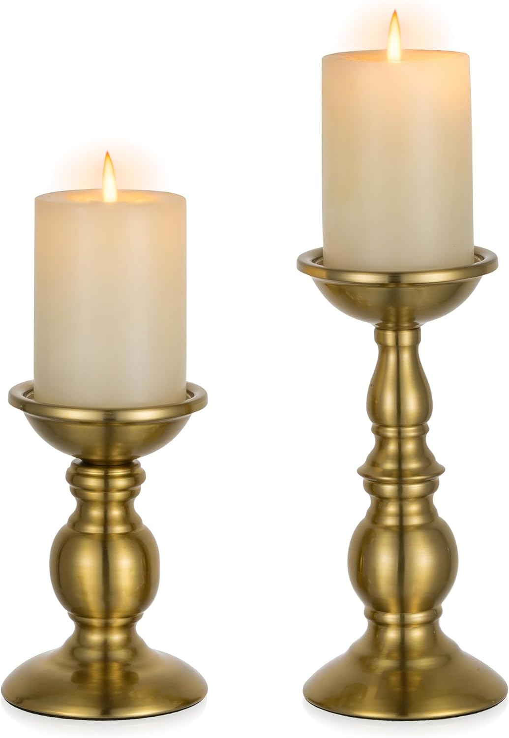 Vintage Luxe Black Pillar Candle — Brass