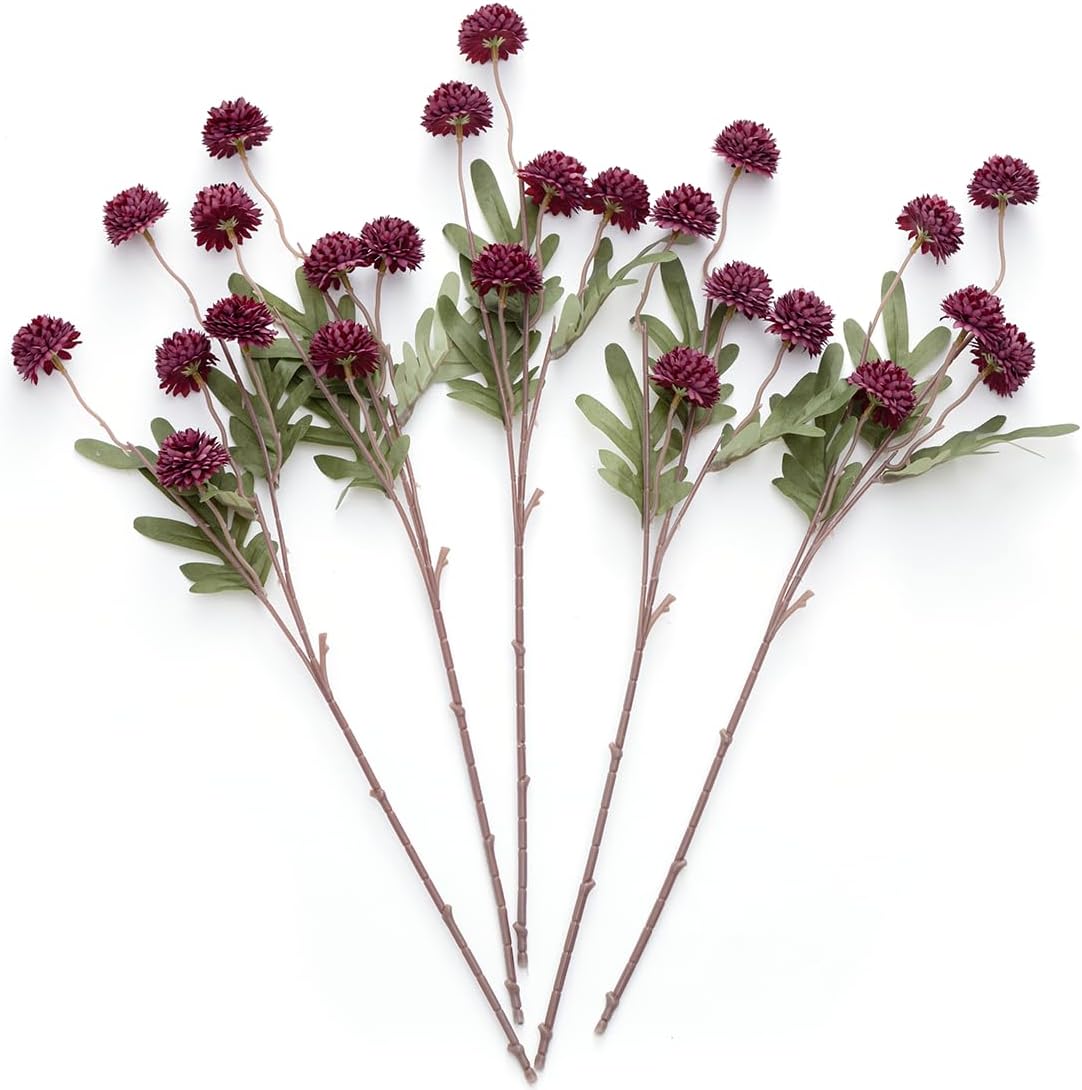 Beige Artificial Plant — Burgundy