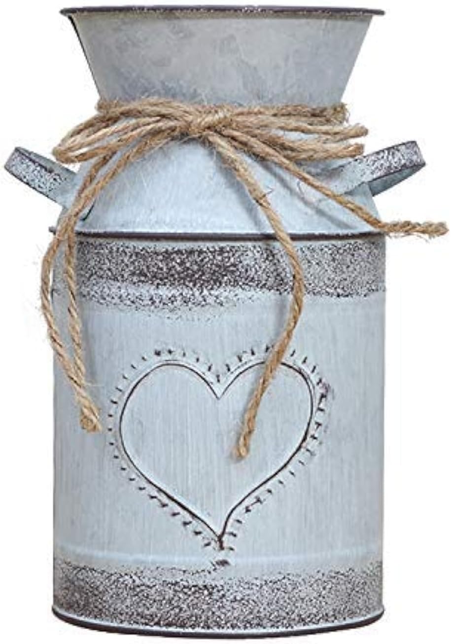 Vintage Farmhouse Metal Vase — 11" — Can-7.5"H