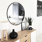 Framed Beige Round Mirror — 20" - View 4