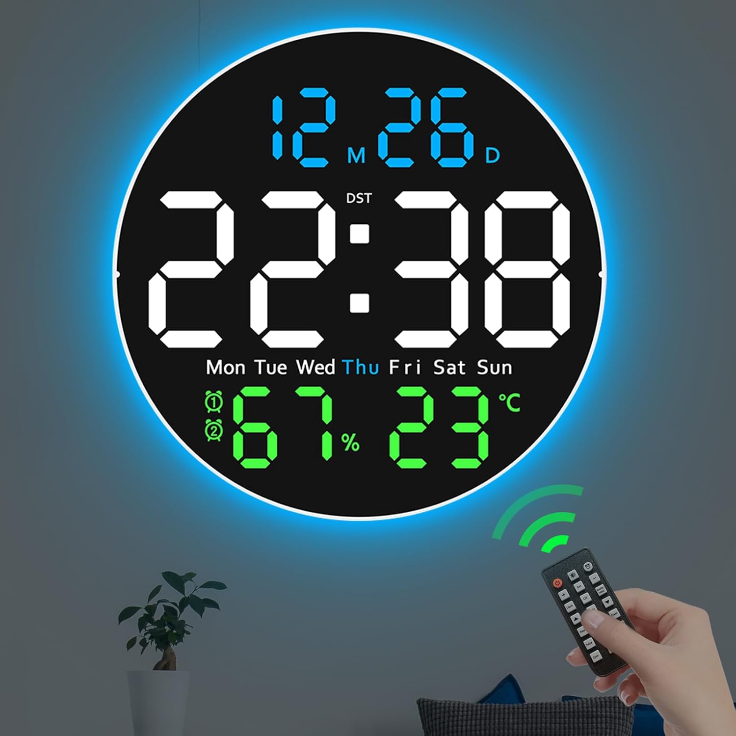 Blue Wall Clock — 10" — Green