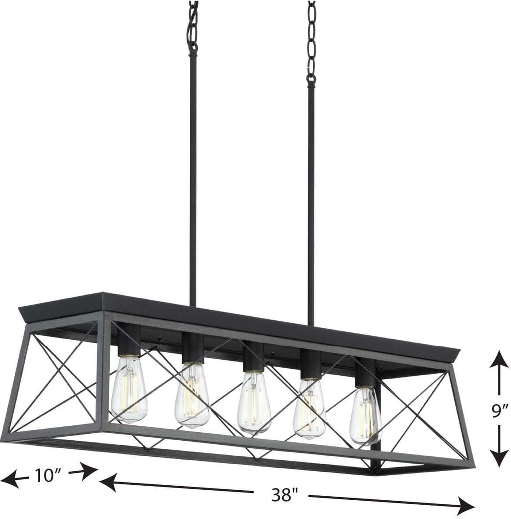 Farmhouse Black Chandelier — 5-Light - View 10