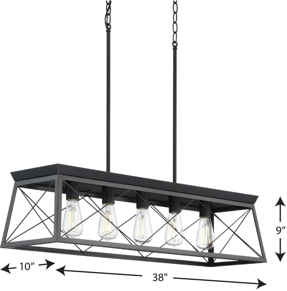 Farmhouse Black Chandelier — 5-Light - View 10