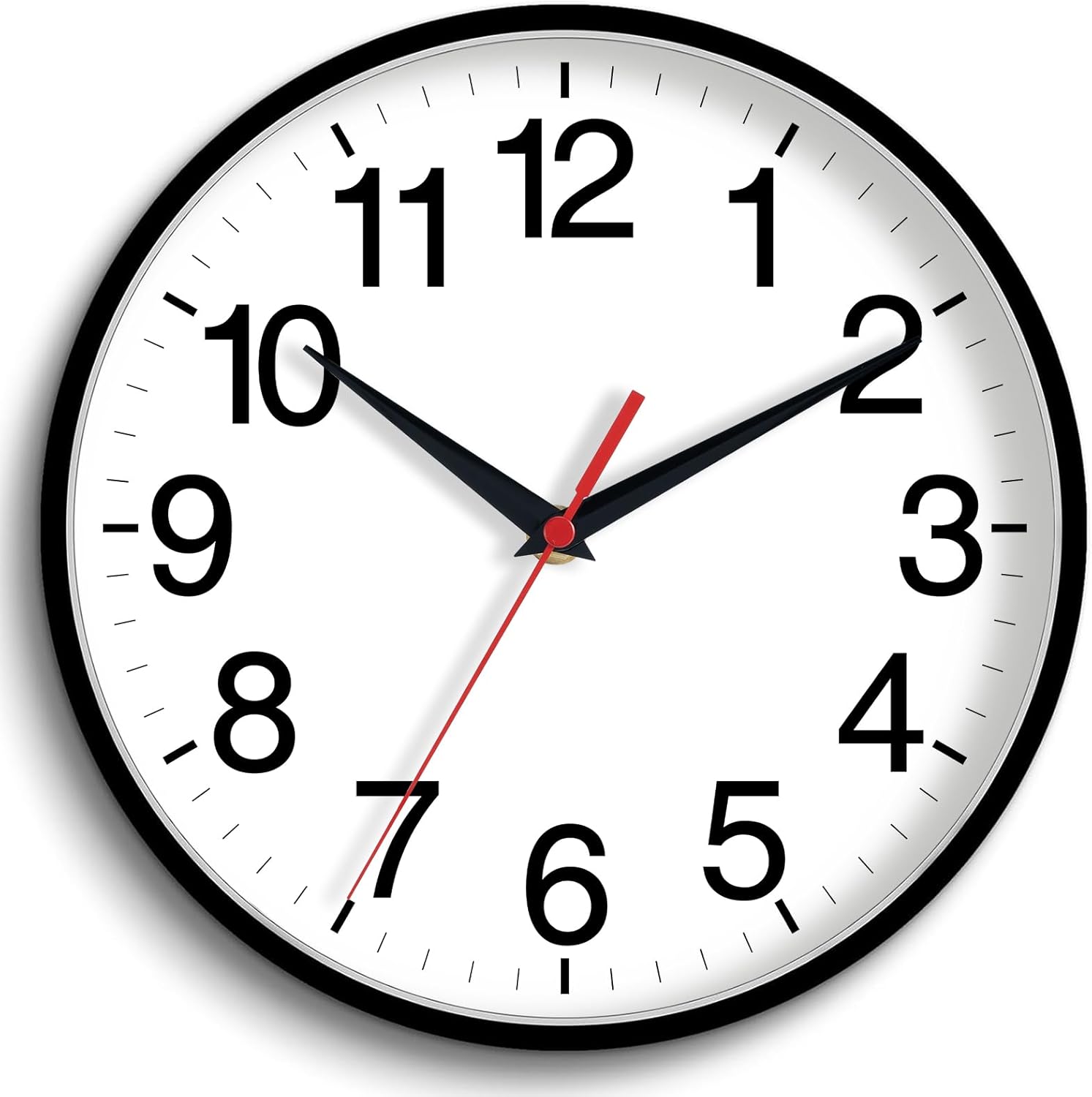 Battery Operated Modern Black Wall Clock — 8" — A_black