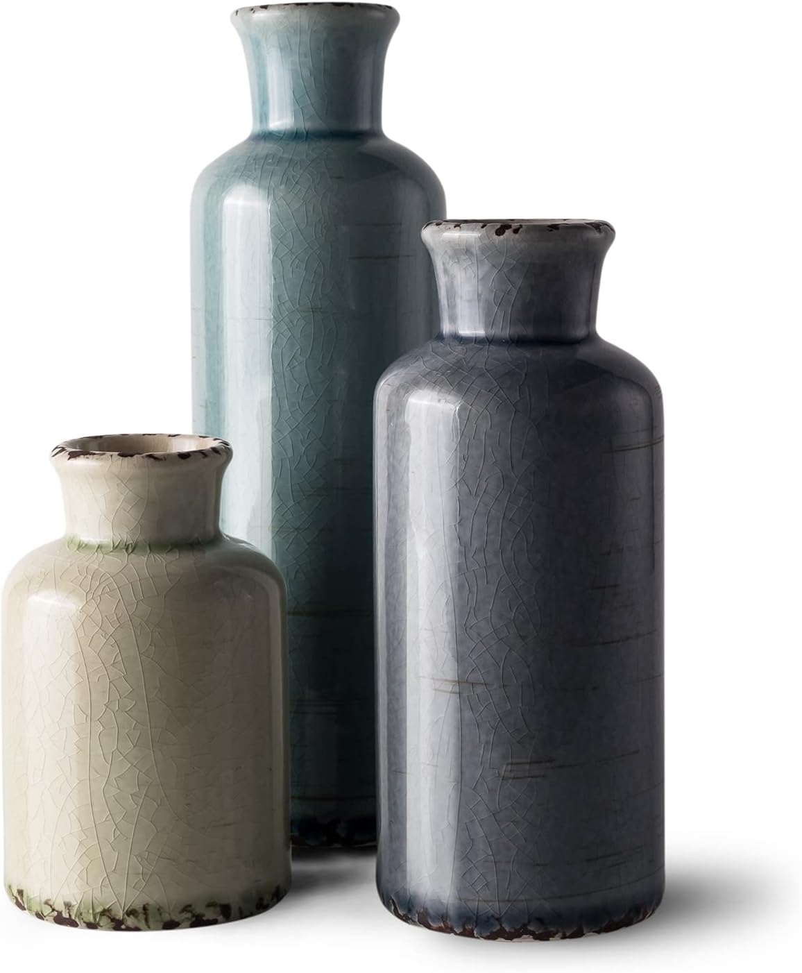 Farmhouse Ceramic Vase Set — Vintage mixed color