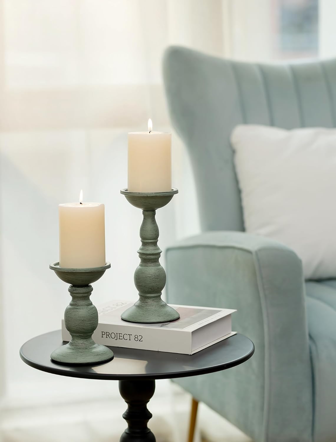 Vintage Mid-Century Black Pillar Candle - View 5