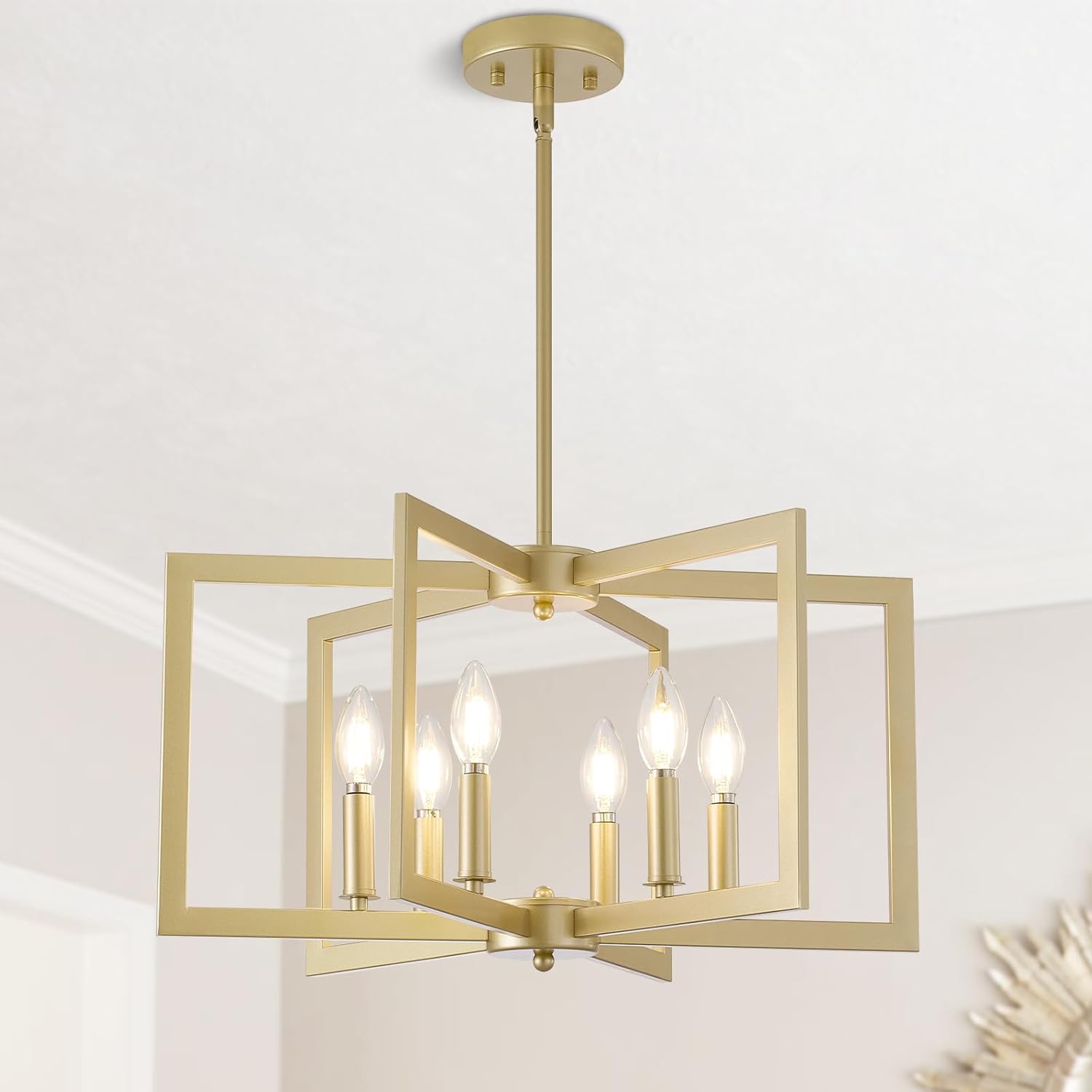 Farmhouse Black Chandelier — 6-Light — Gold