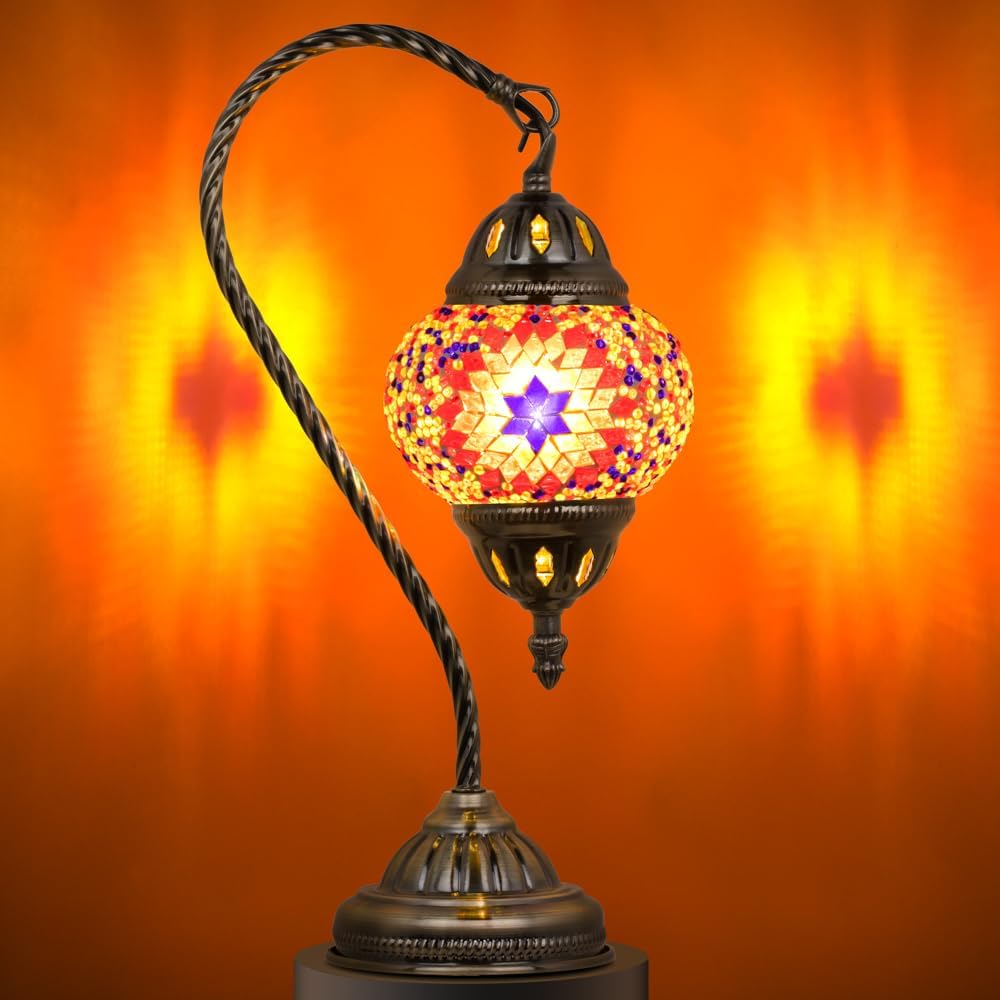 Vintage Blue Table Lamp — Orange