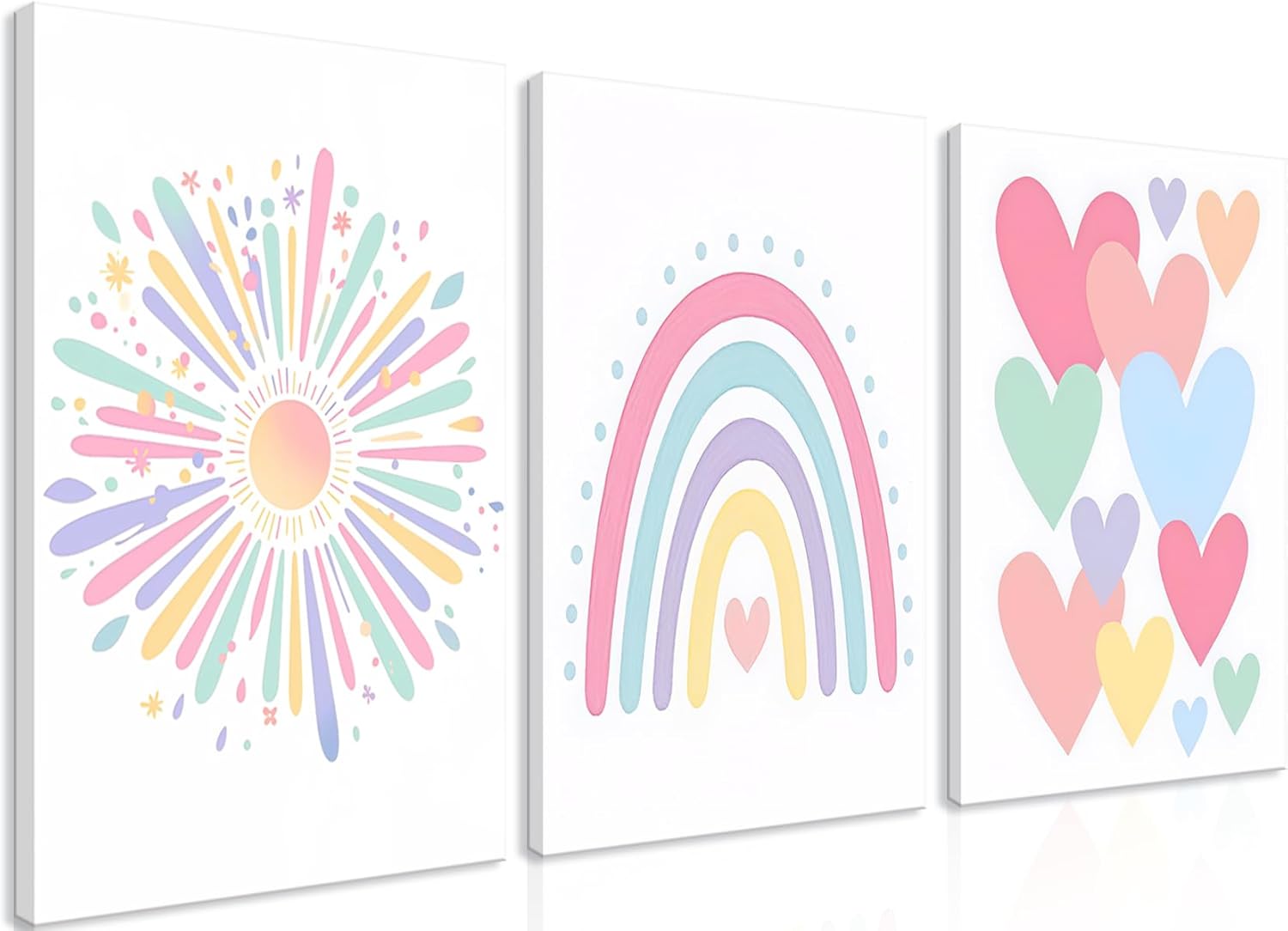 Framed Yellow Wall Decor — 16" — rainbow