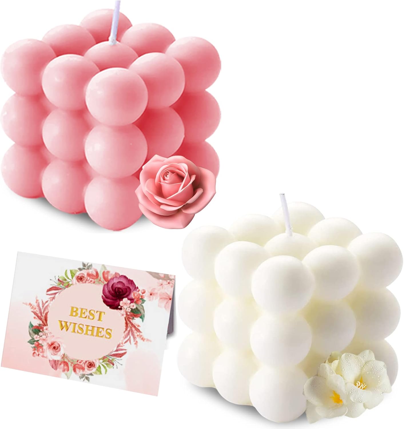 Scented Blue Candle — 2x5 — White + Pink