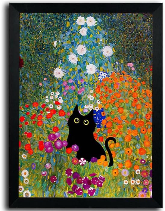 Framed Black Canvas Wall Art — 16" — Black CaT-5