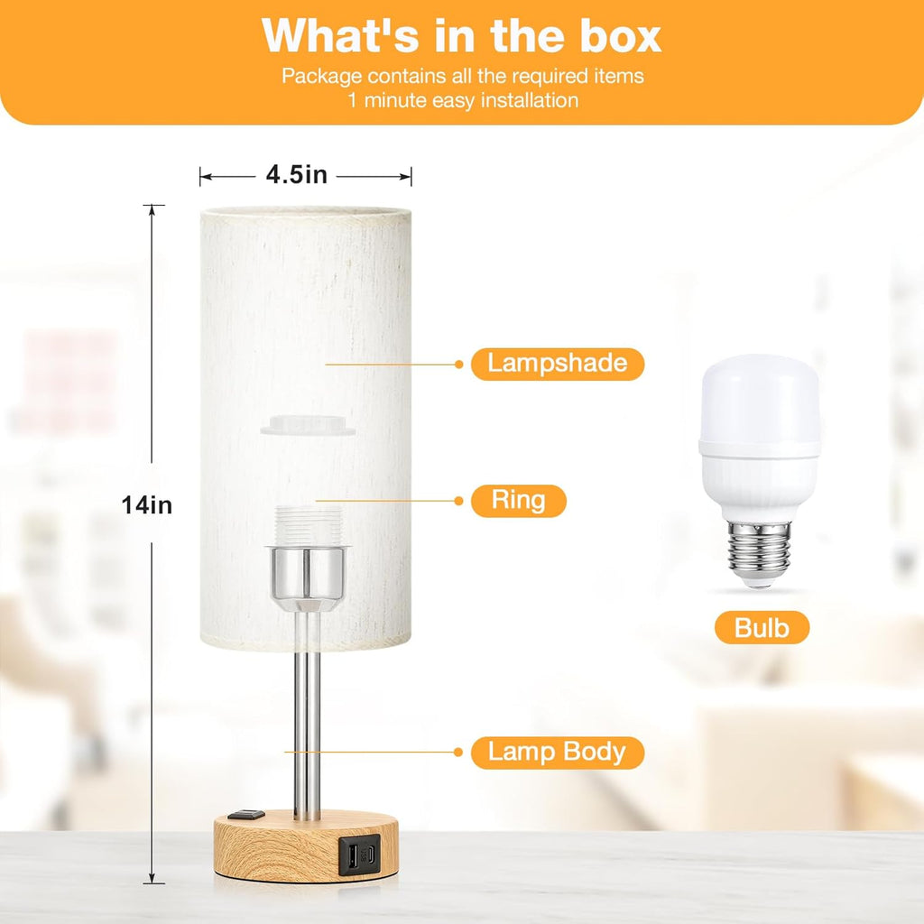 Dimmable Beige Table Lamp — 14" - View 5