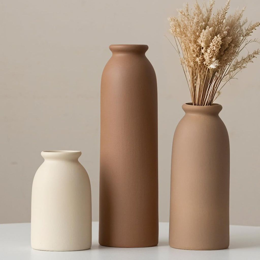 Boho Beige Vase Set — 4"
