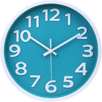 Battery Operated Black Wall Clock — 16" — 12 Aqua
