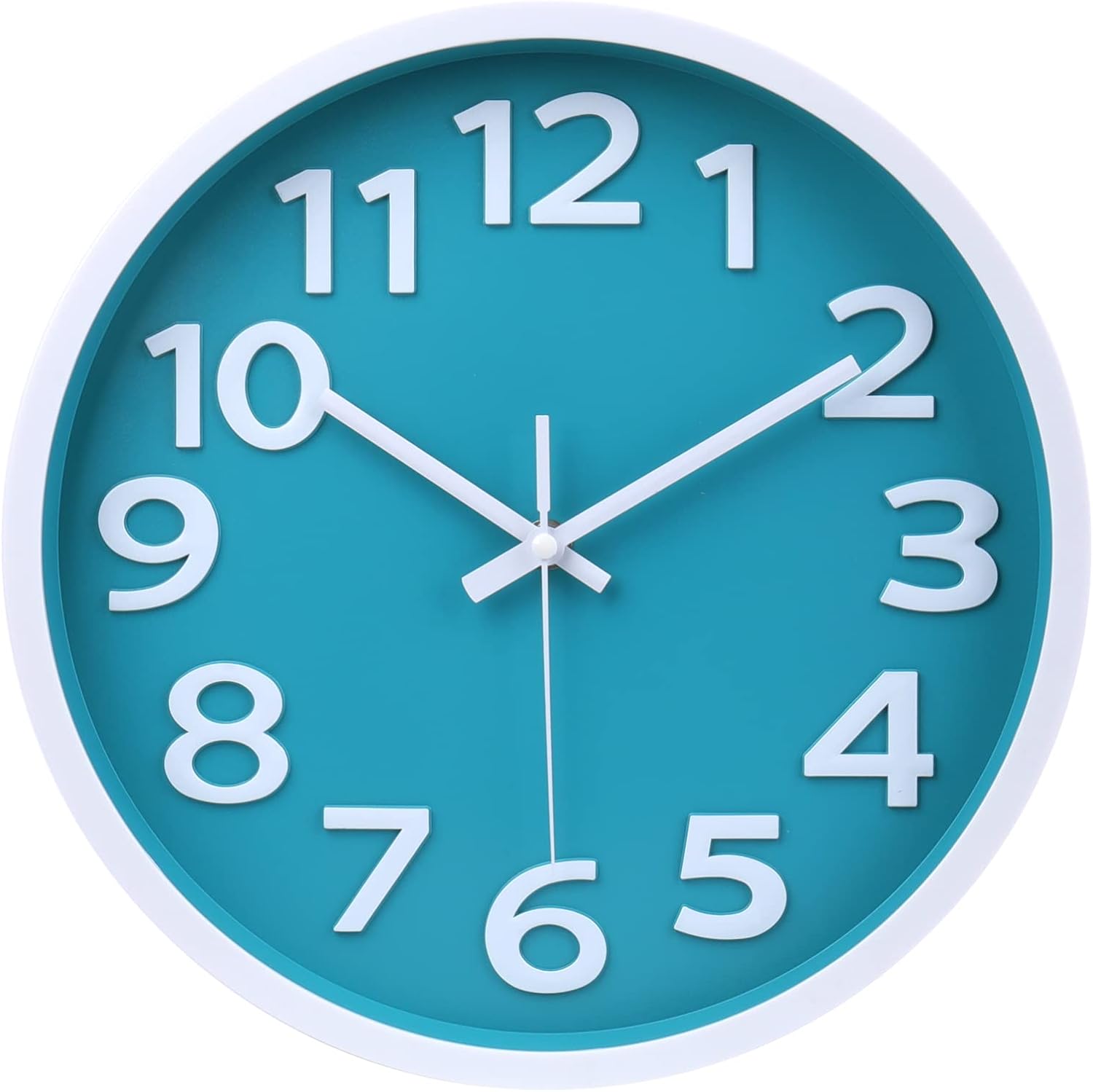 Battery Operated Black Wall Clock — 16" — 12 Aqua