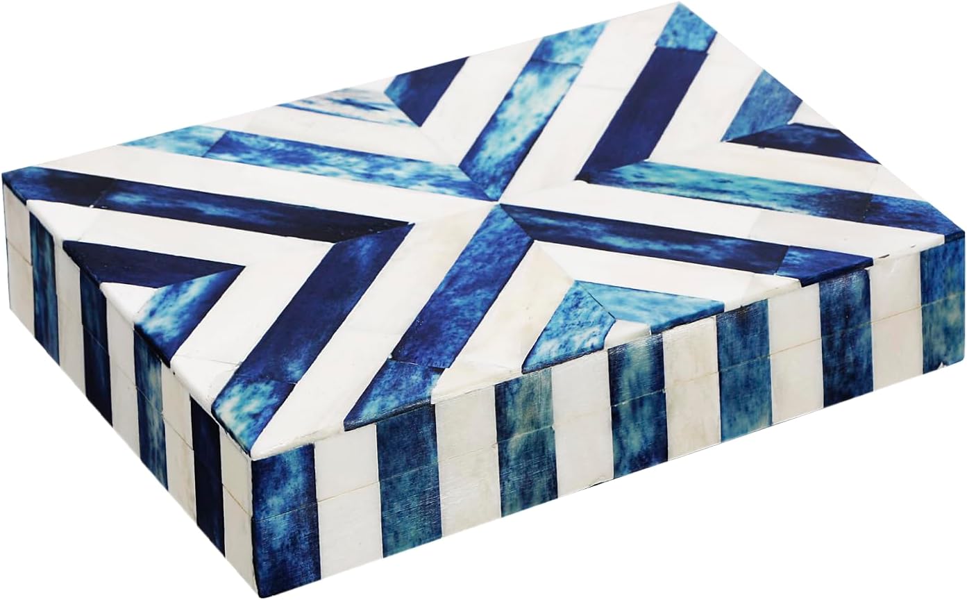 Vintage Boho Blue Storage Basket — 5" — CHEVRON BLUE