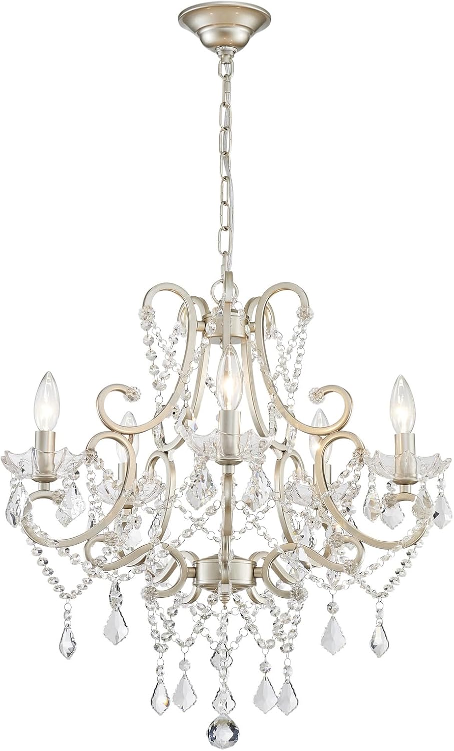 Adjustable Luxe Black Chandelier — 27" — Nickel
