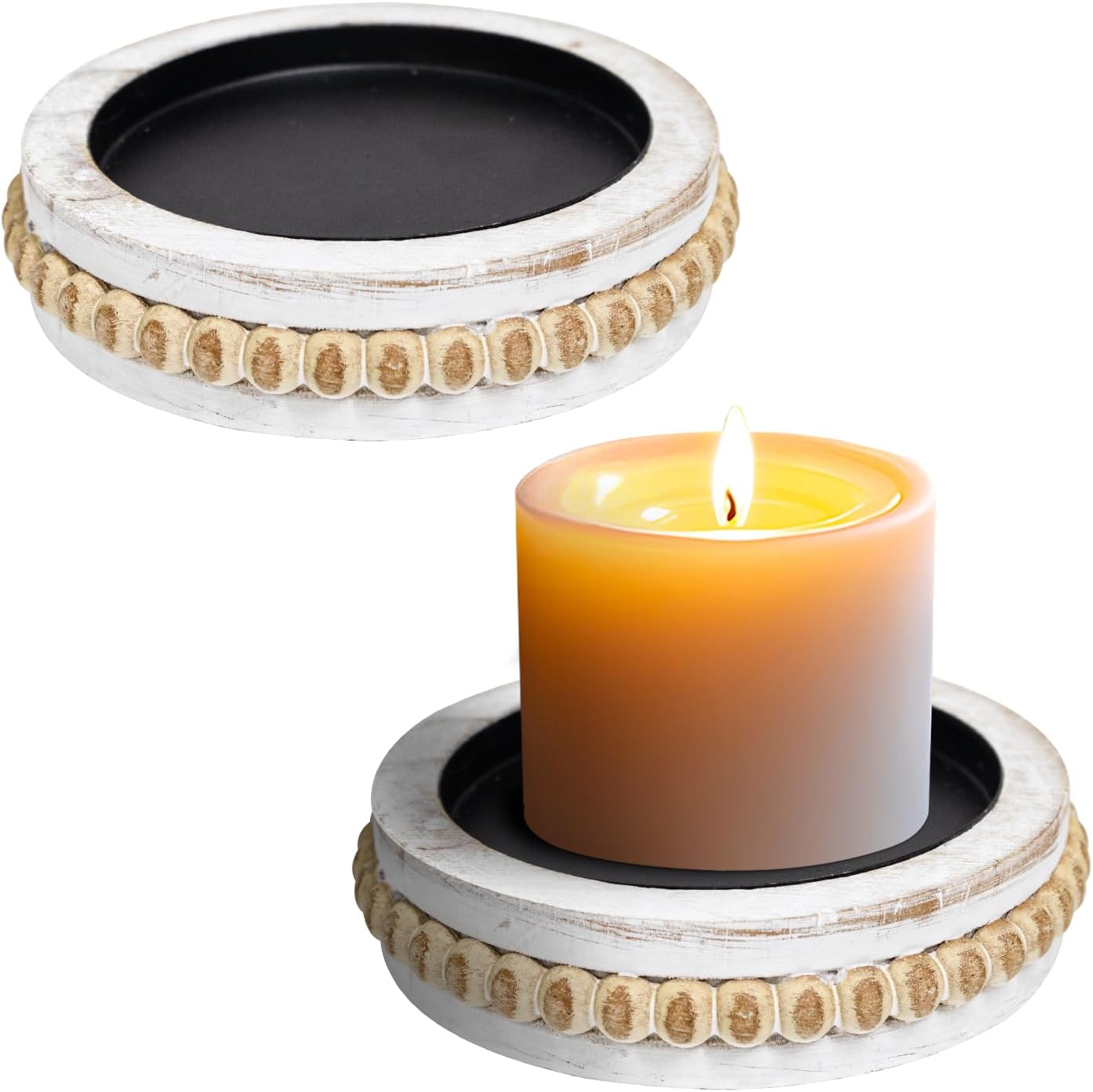 Farmhouse Black Pillar Candle — Set of 4 — Antiquewhite