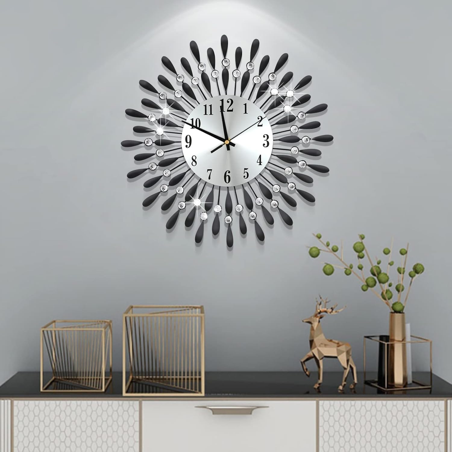 Luxe Black Wall Clock — 3" — Black