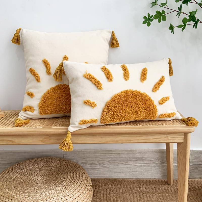 Tufted Boho Fabric Throw Pillow Cover — 20" - View 6