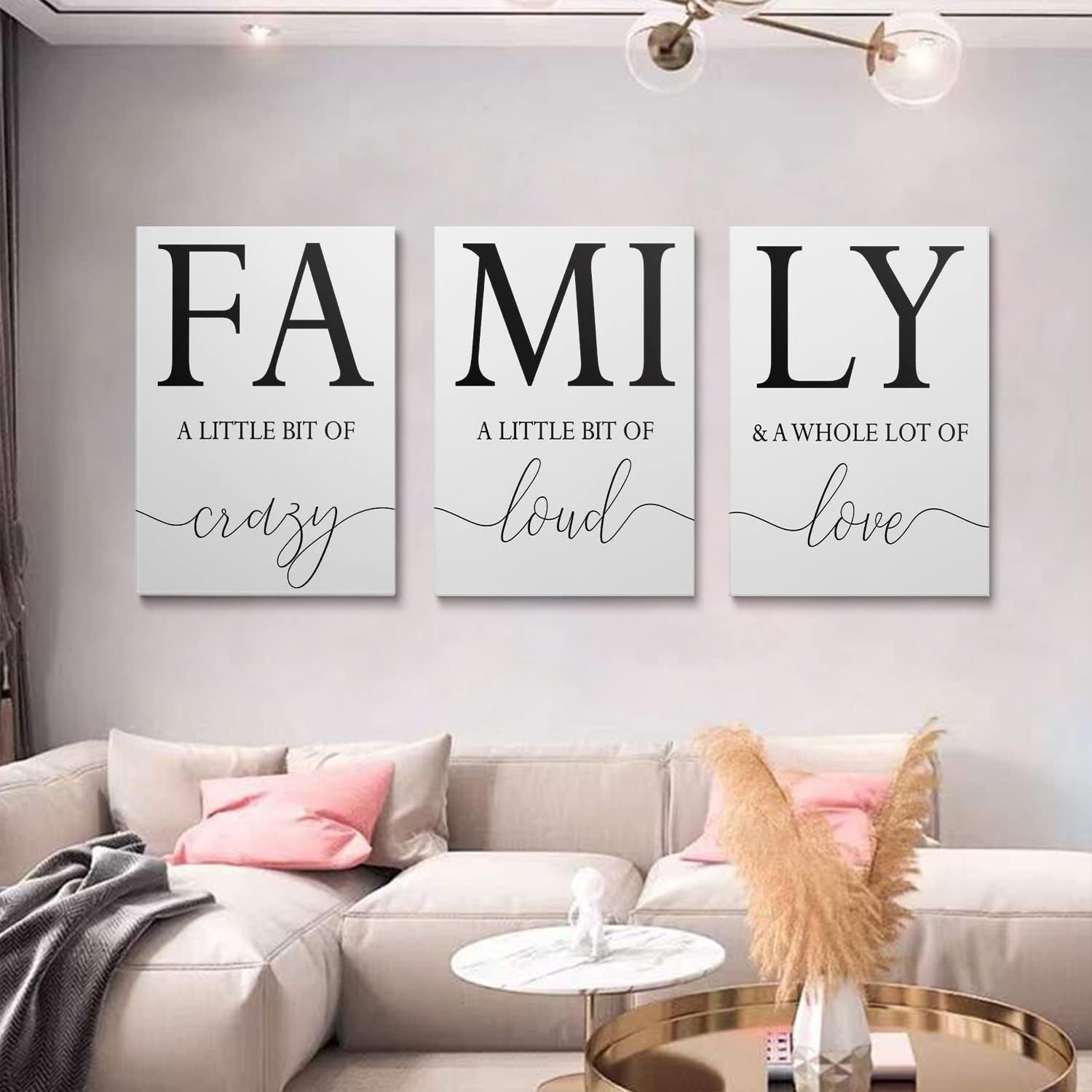 Framed Beige Wall Decor — 12" — A001 Black and White Family Art
