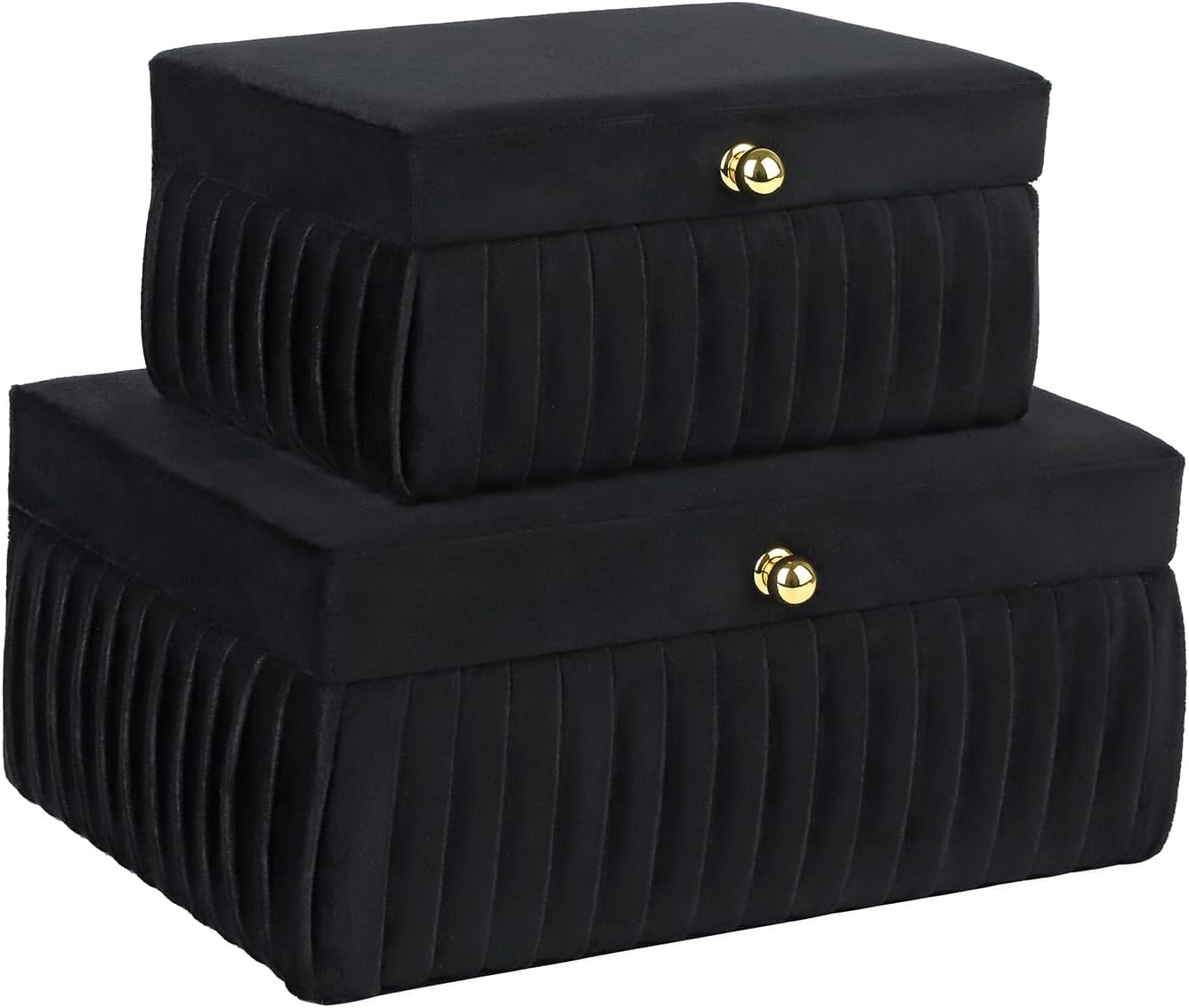 Velvet Luxe Black Storage Basket — Set of 2 — Black Velvet