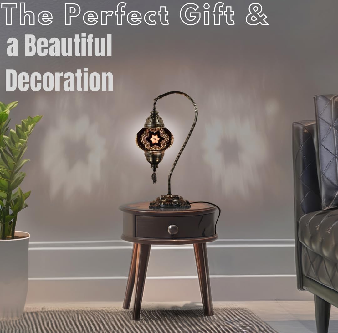 Handcrafted Boho Black Table Lamp — 15" - View 4