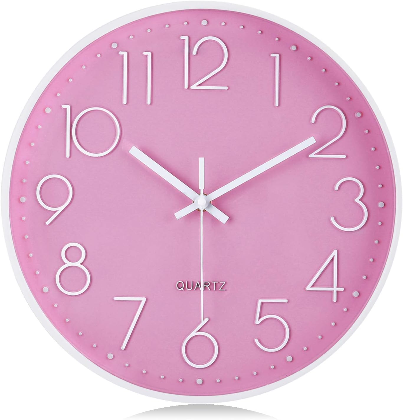 Battery Operated Luxe Black Wall Clock — 12" — Pink