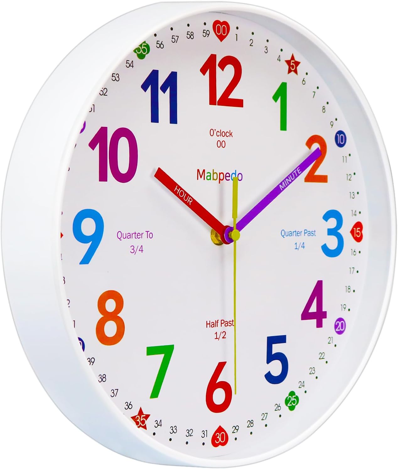 Battery Operated Black Wall Clock — 8" — White