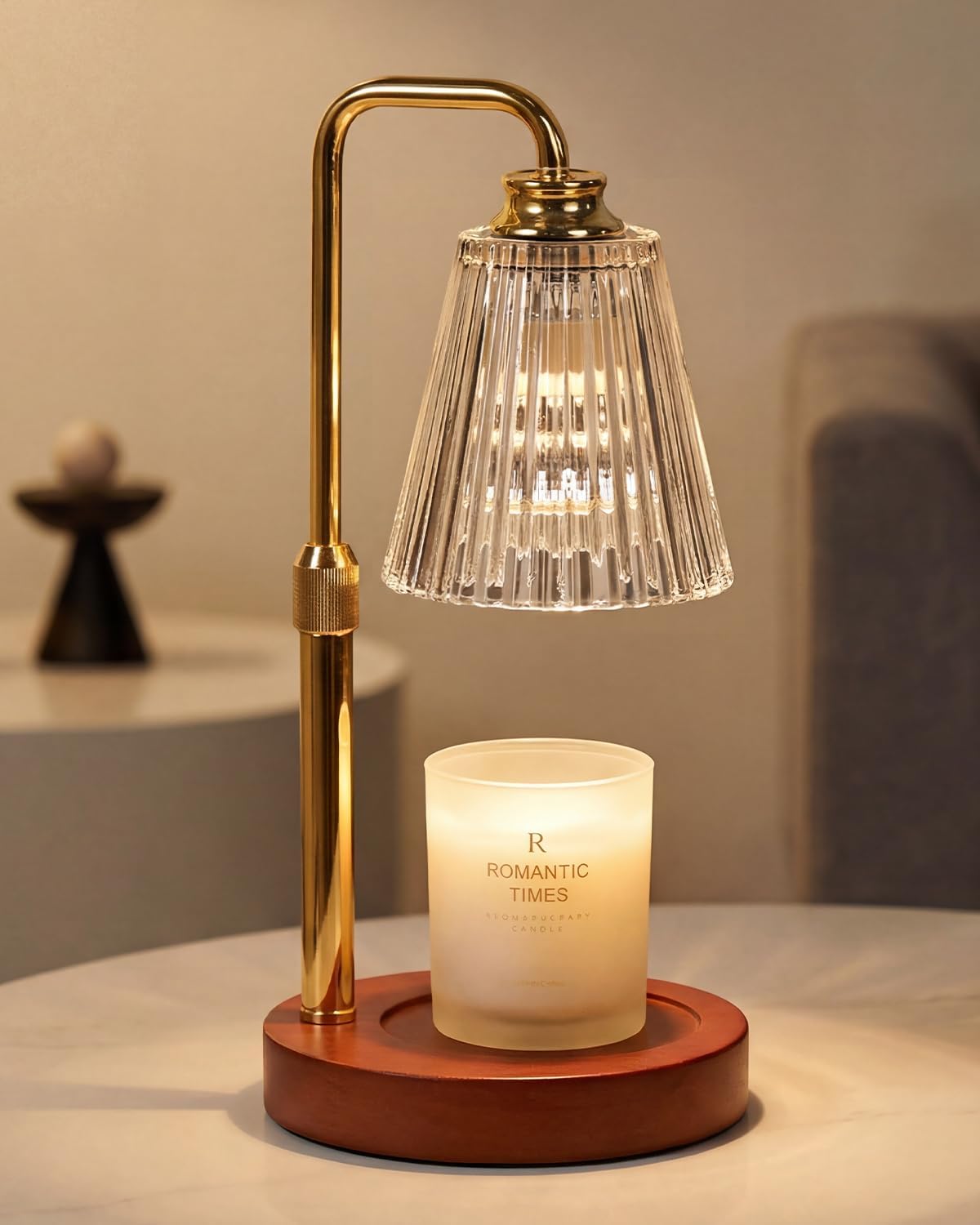 Dimmable Black Table Lamp — Crystal Stripe-gold
