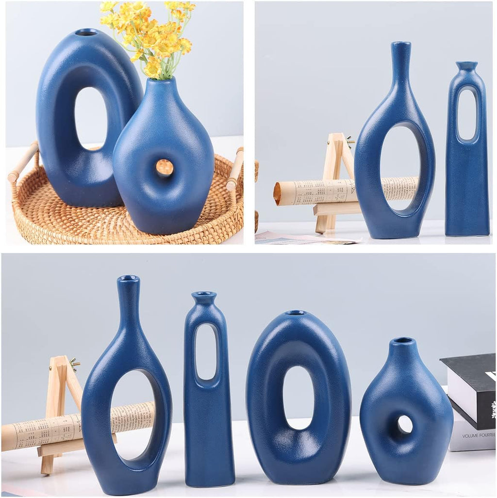 Round Boho Black Vase Set — Set of 4 - View 3