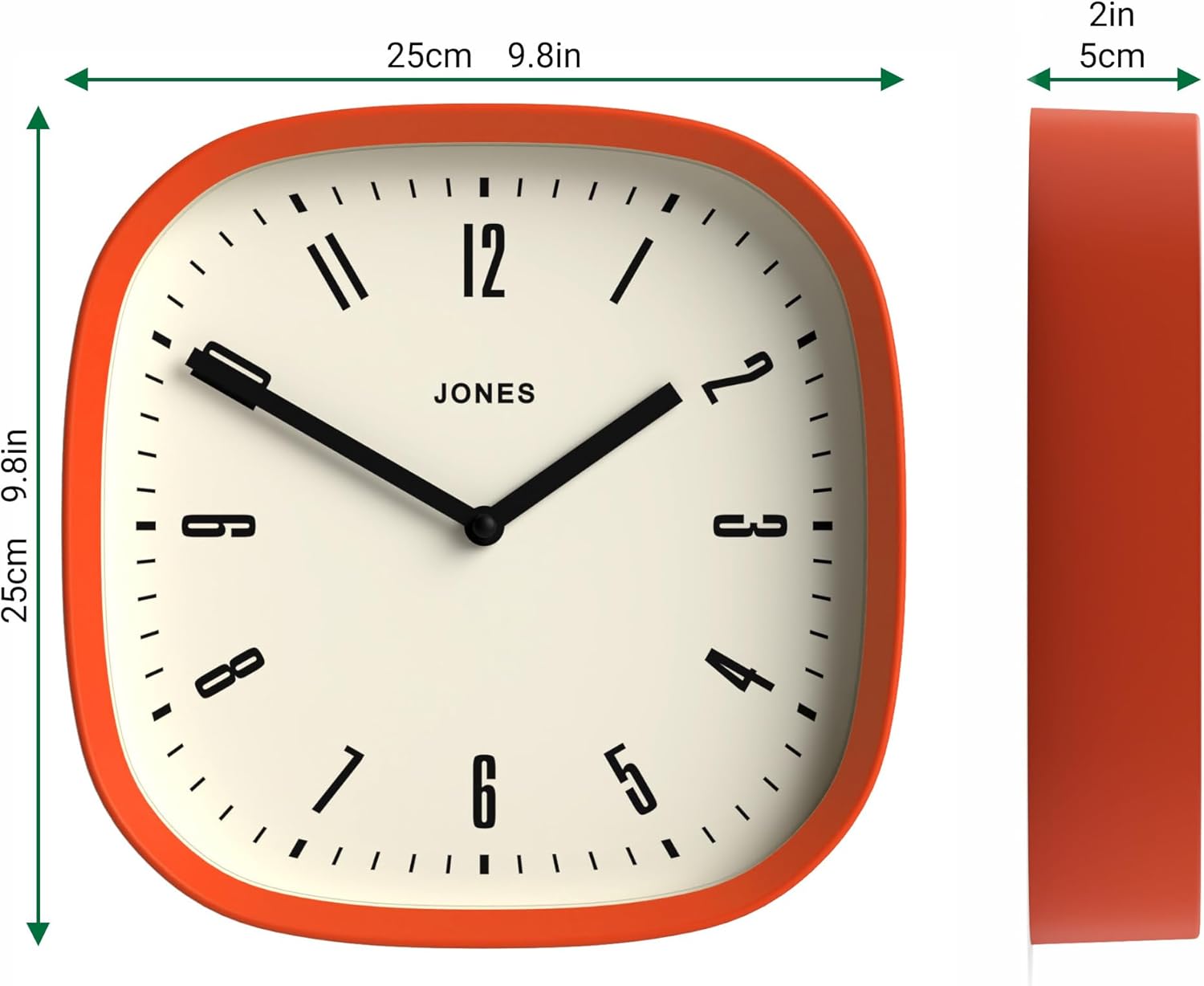 Mid-Century Black Wall Clock — 10" - View 3