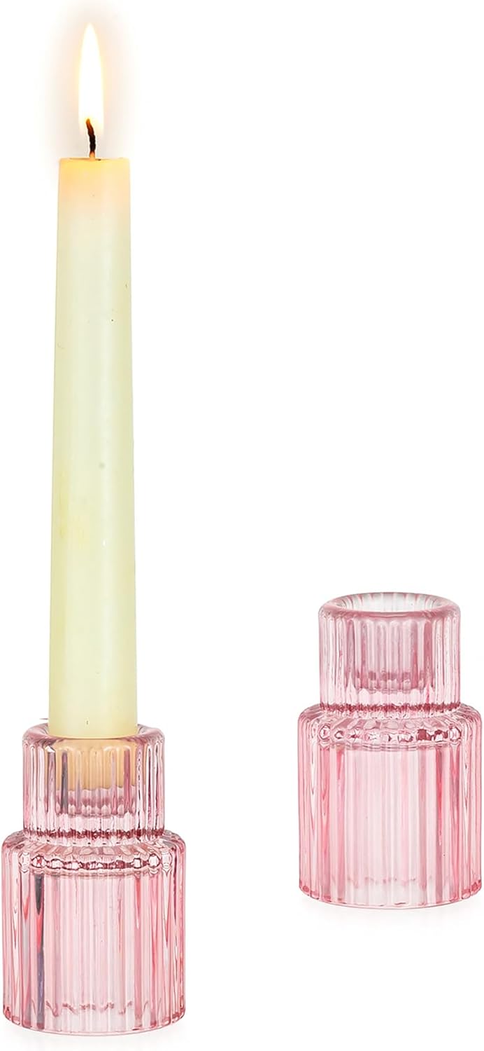 Modern Blue Candle — Pink