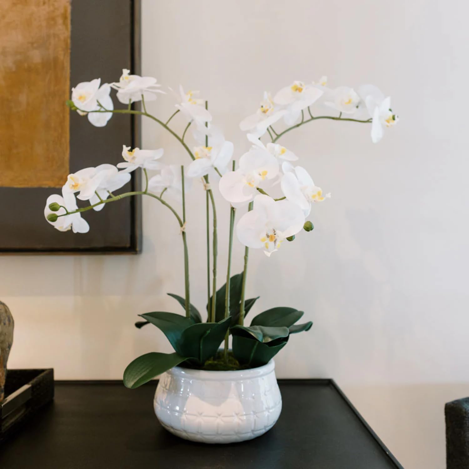Artificial Plant — 20.5" — 23" White 4-Stem Orchid
