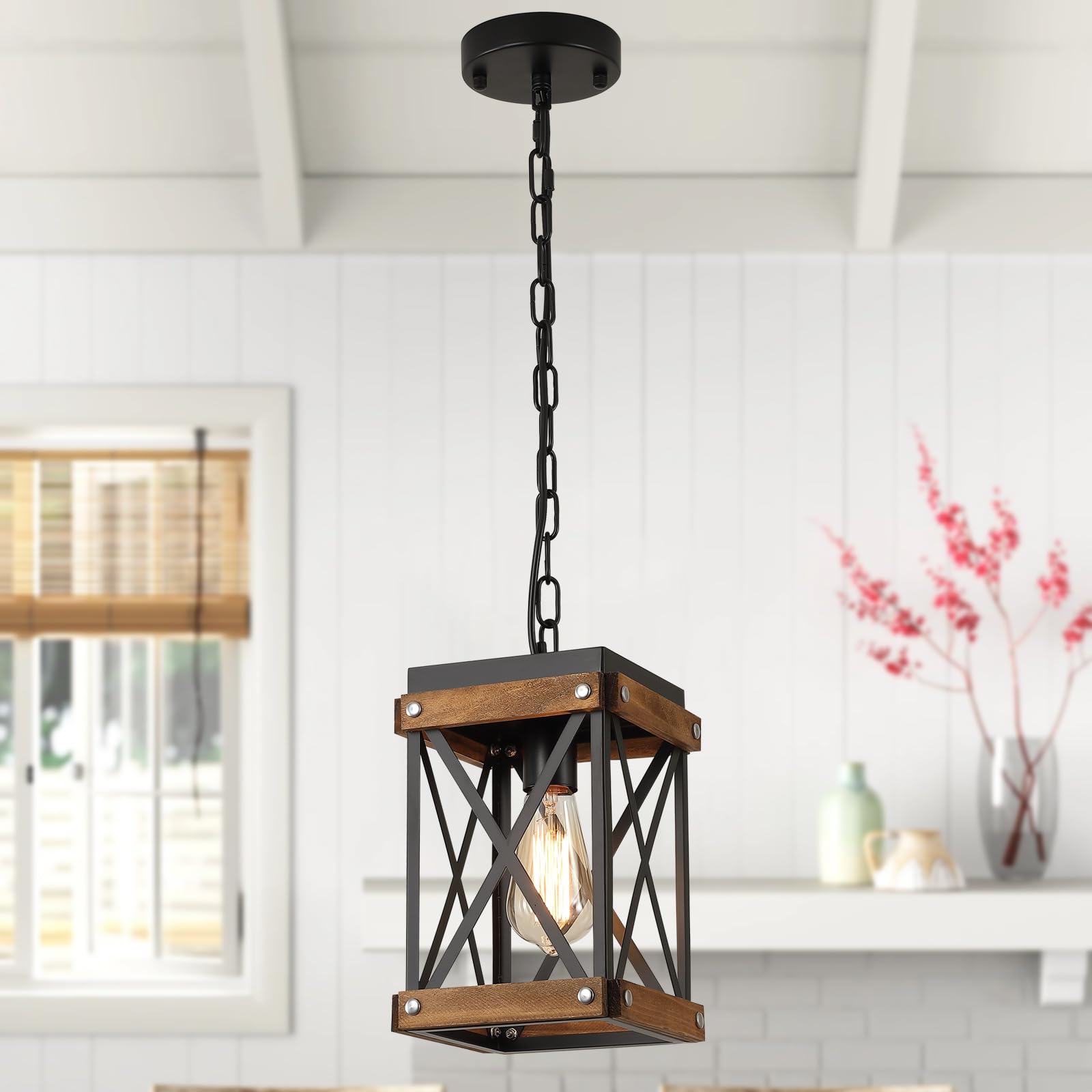 Adjustable Farmhouse Wood Candle — 1-Light
