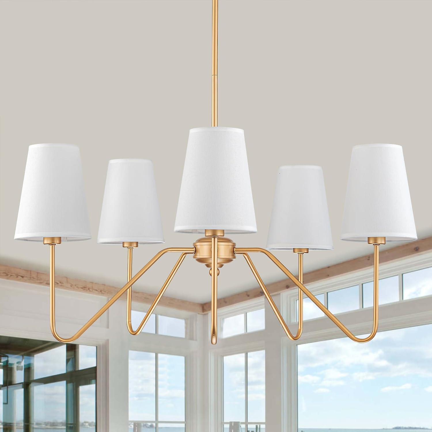 Adjustable Modern Black Chandelier — 5-Light — gold-5 light