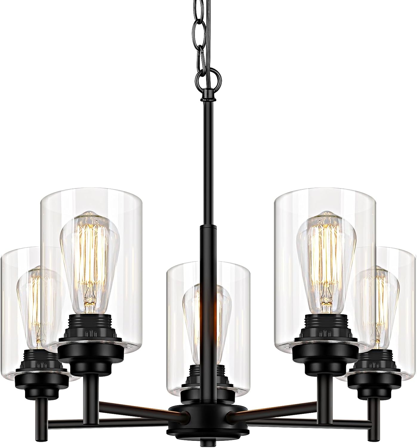 Adjustable Farmhouse Black Chandelier — 5-Light — Black
