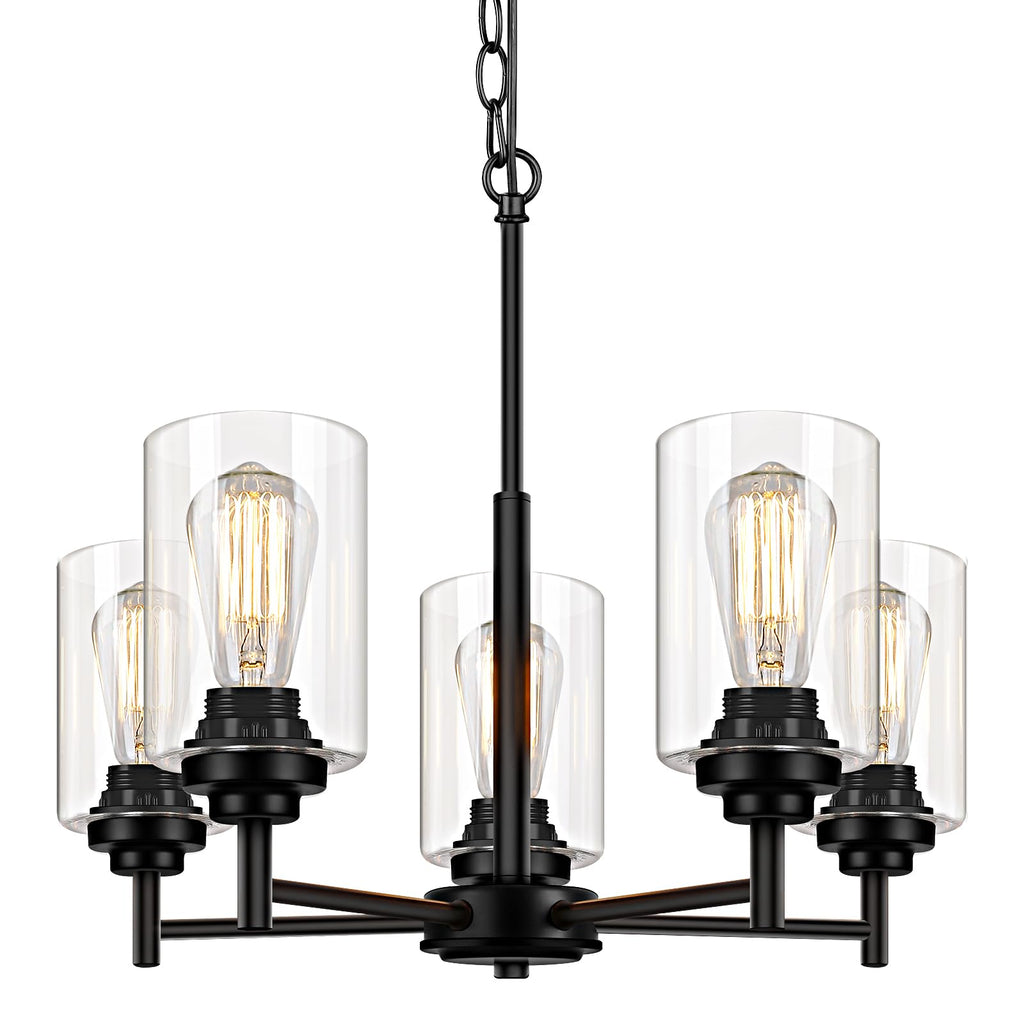 Adjustable Farmhouse Black Chandelier — 5-Light