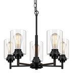 Adjustable Farmhouse Black Chandelier — 5-Light