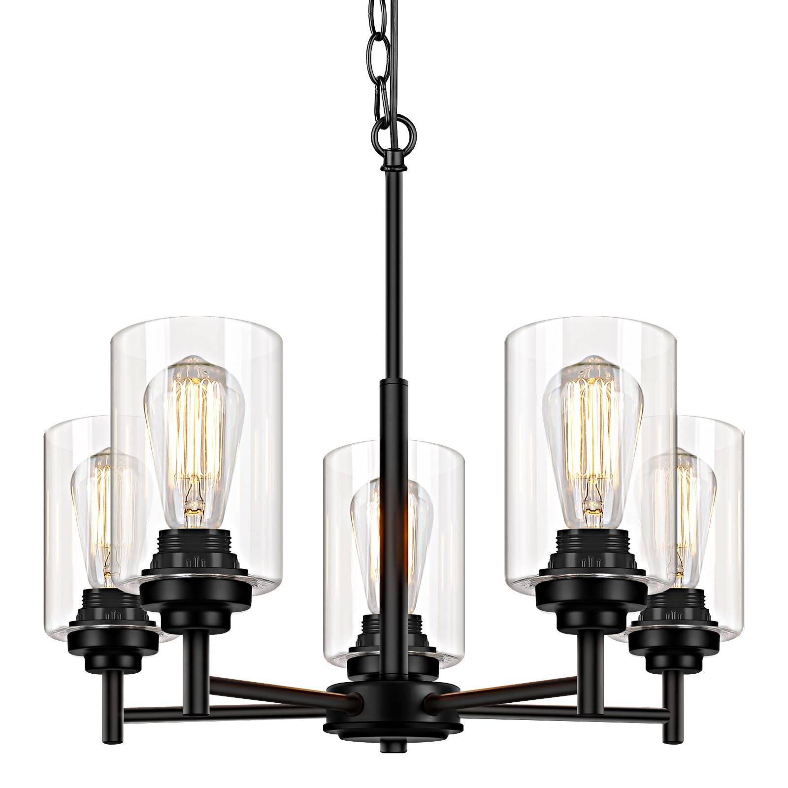 Adjustable Farmhouse Black Chandelier — 5-Light
